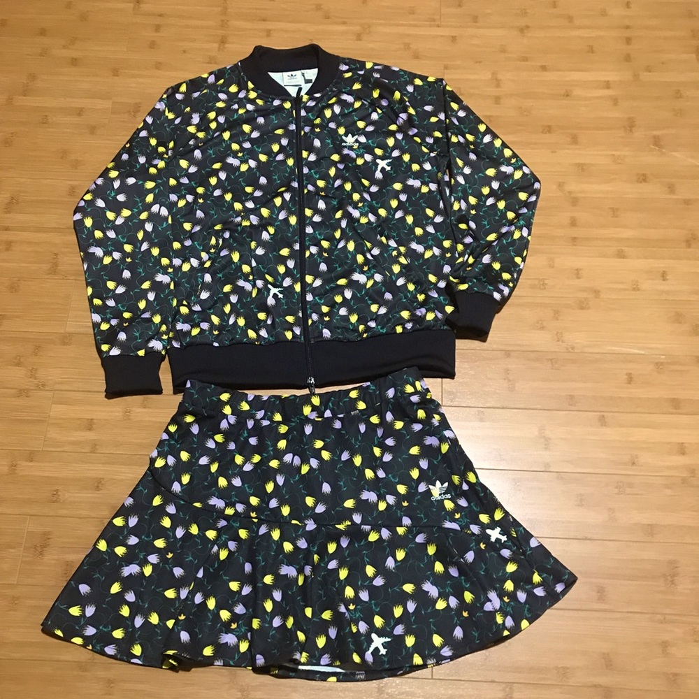 Adidas floral jerseys top (L) and skirt (M) New!
